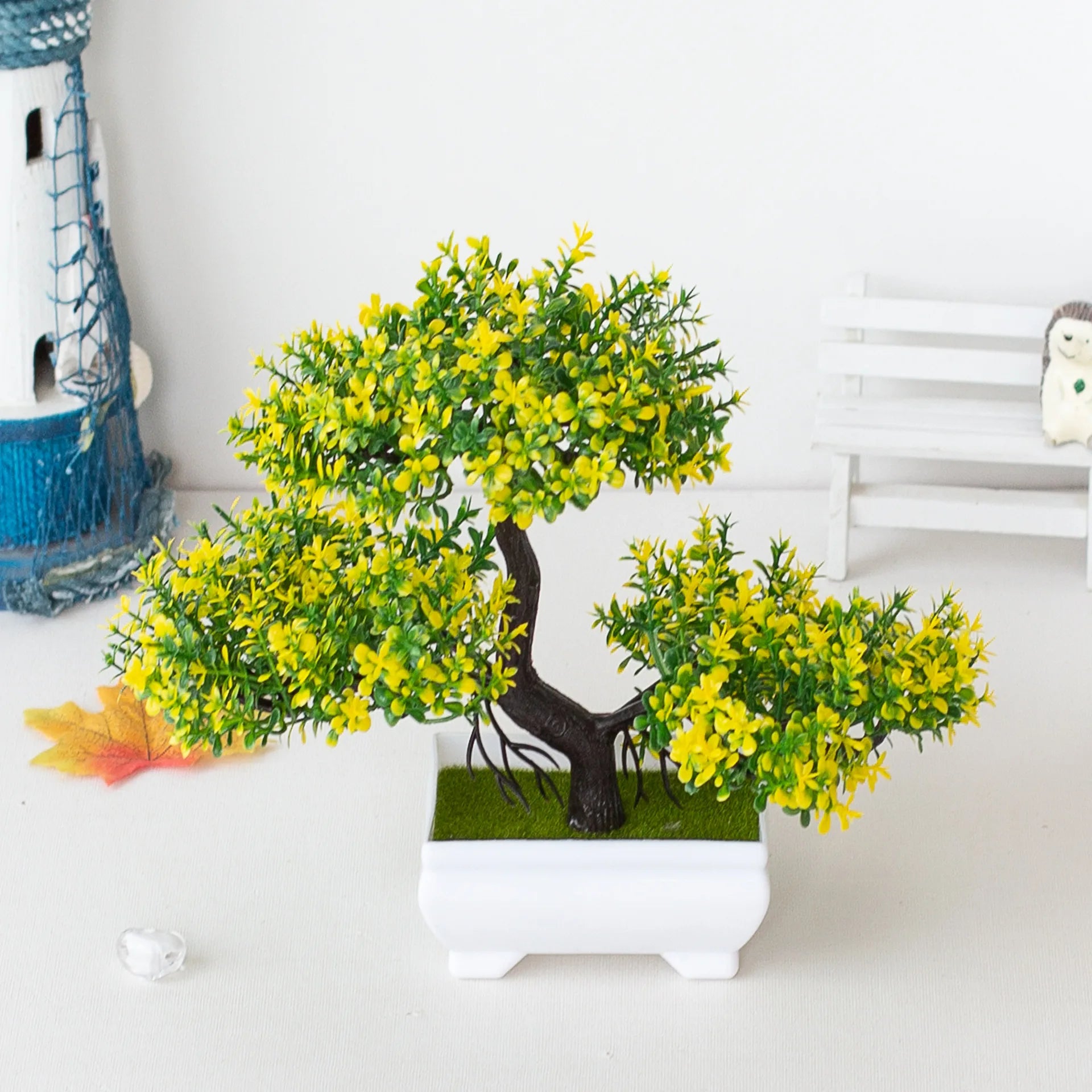 Artificial Bonsai Potted Plant — Realistic Small Tree Decor for Home and Office