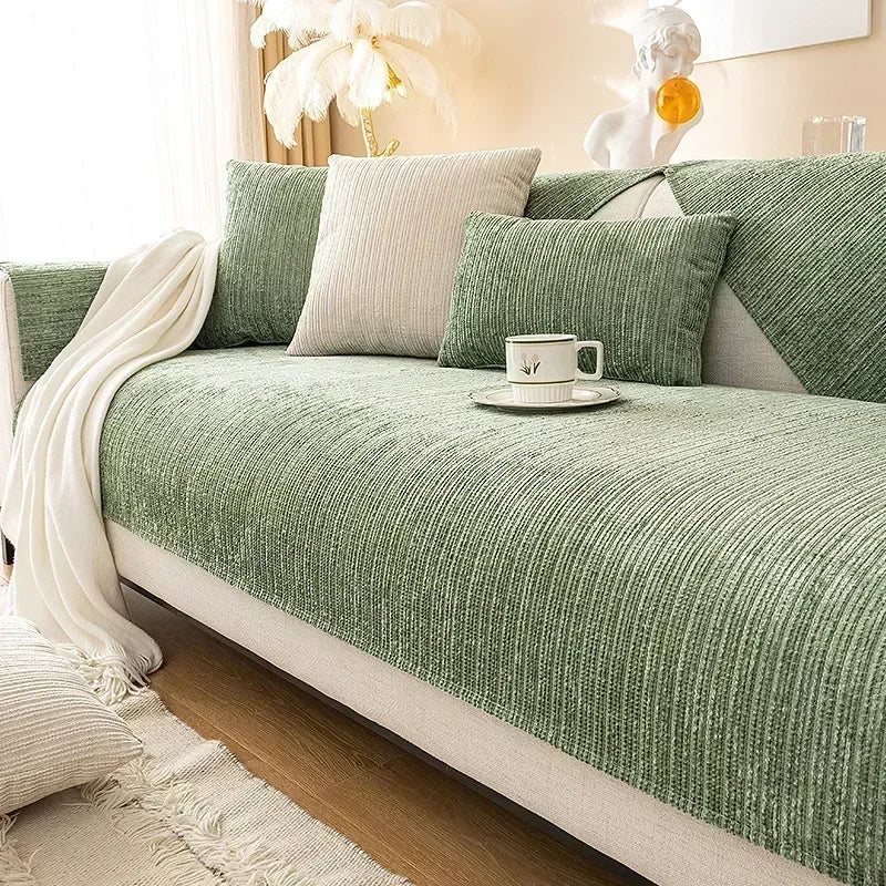 Chenille Sofa Mat Cover — Anti-Slip Cushion Protector for Living Room