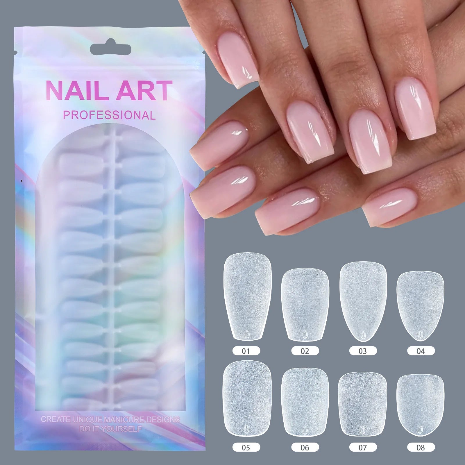 Press On Nails Set — Frosted Full Cover Fake Nail Tips, 150 Pieces