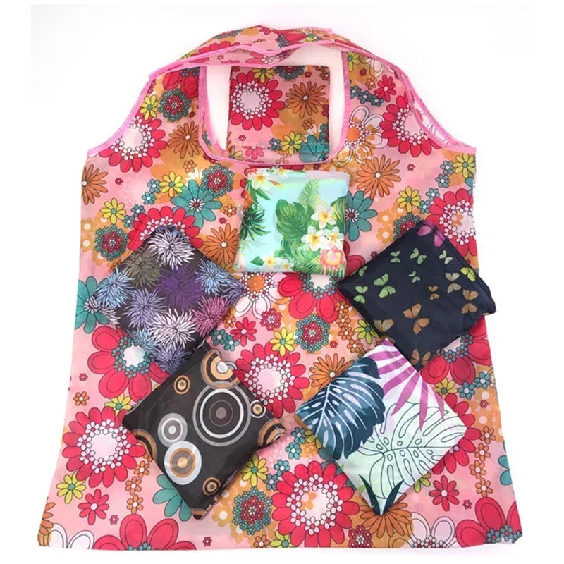 Foldable Reusable Shopping Bag — Large Capacity Animal Print Tote