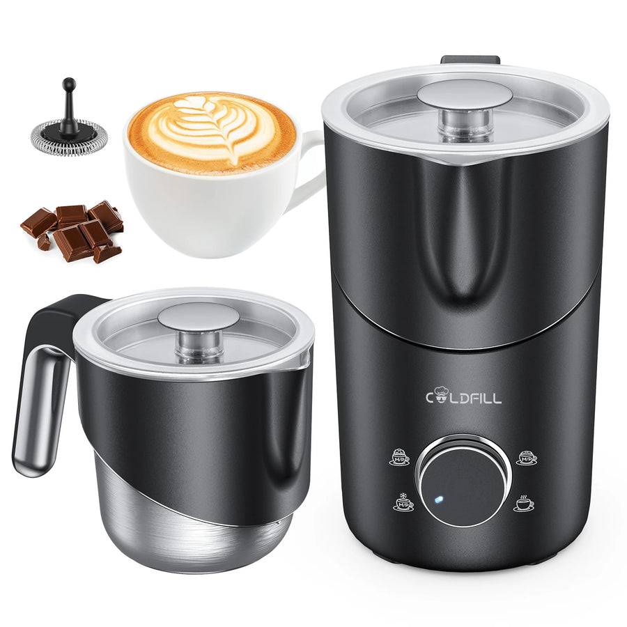 Electric Milk Frother — 6-in-1 Automatic Rotary Foamer for Coffee