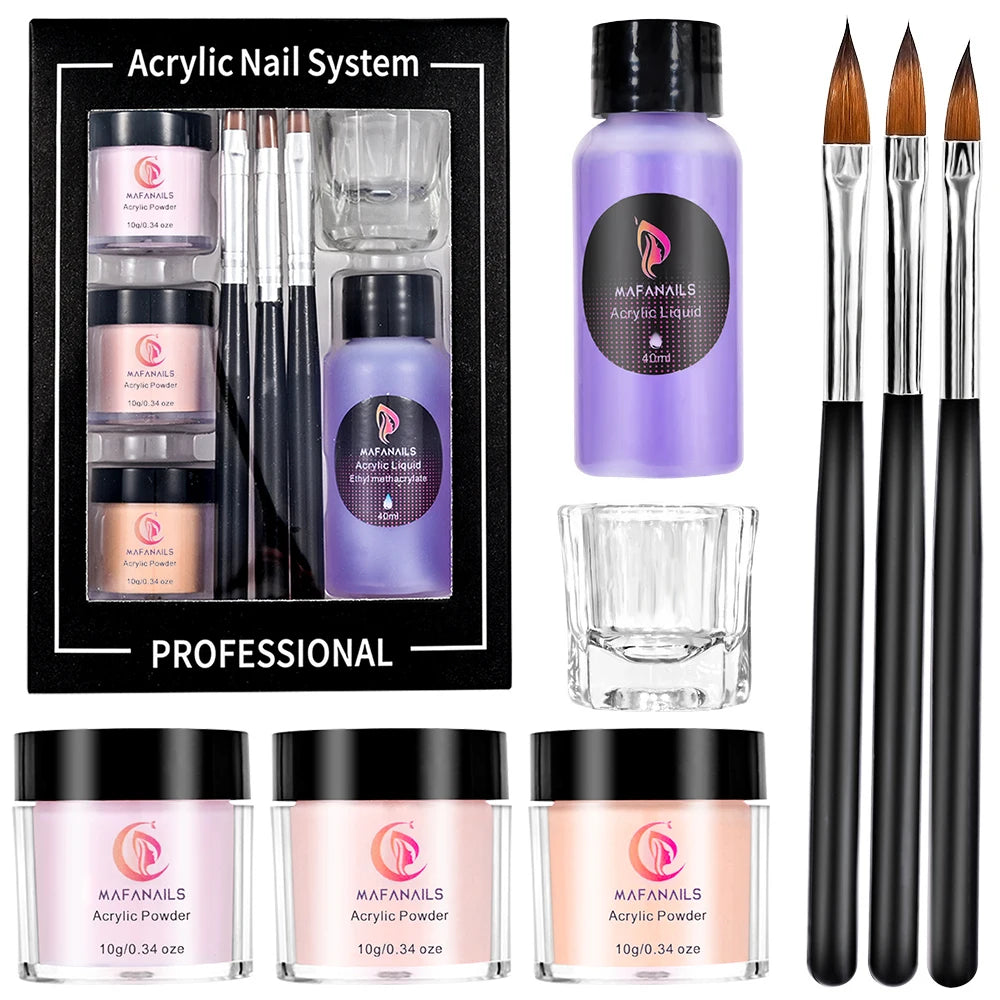 HotPress Professional Acrylic Nail Kit — 8-Piece Monomer and Powder Set