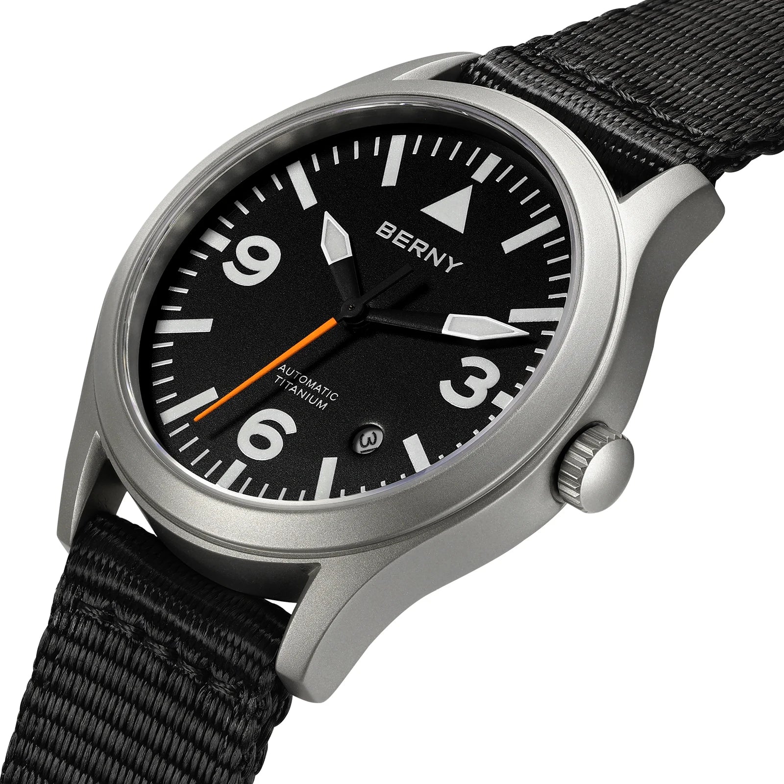 BERNY Full Titanium Automatic Watch — Sapphire Glass & Luminous Aviation Style