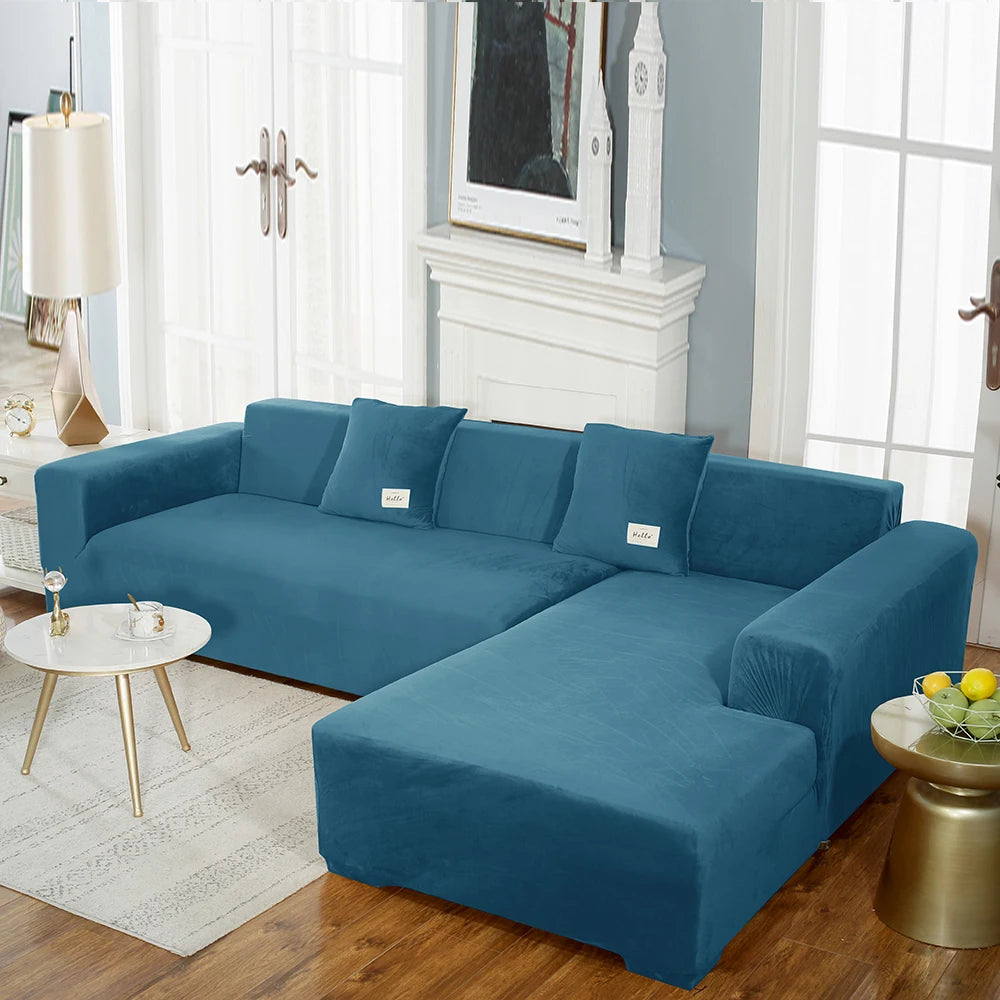 airldianer Velvet Sofa Cover — Luxury Elastic Slipcover for L-Shaped & Sectional Sofas