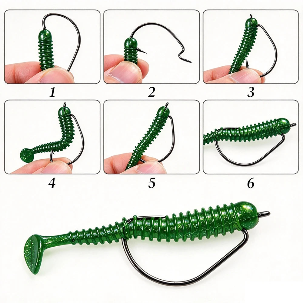 MrLurion Wide Gap Offset Fishing Hooks — High Carbon Steel Barbed Lures