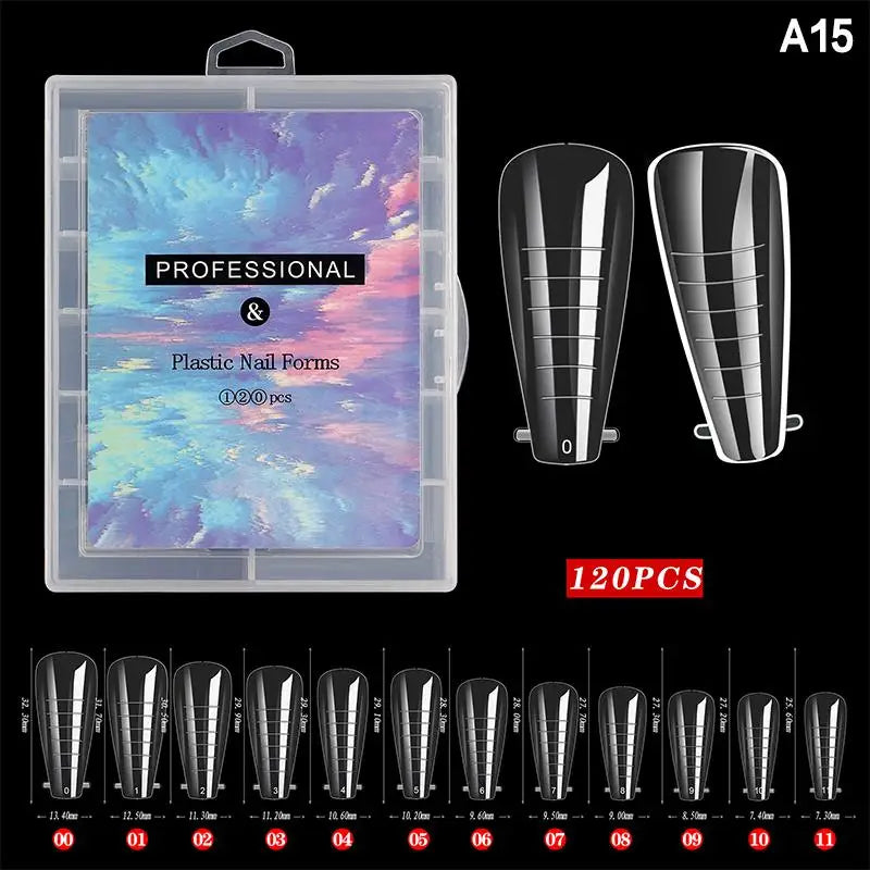 AQTOCNA Dual Form Nail Extension Tips — 120 Piece Quick Building Mold Set