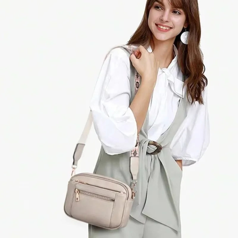 Retro Color-Block Square Handbag — Quilted Embroidery Crossbody Purse