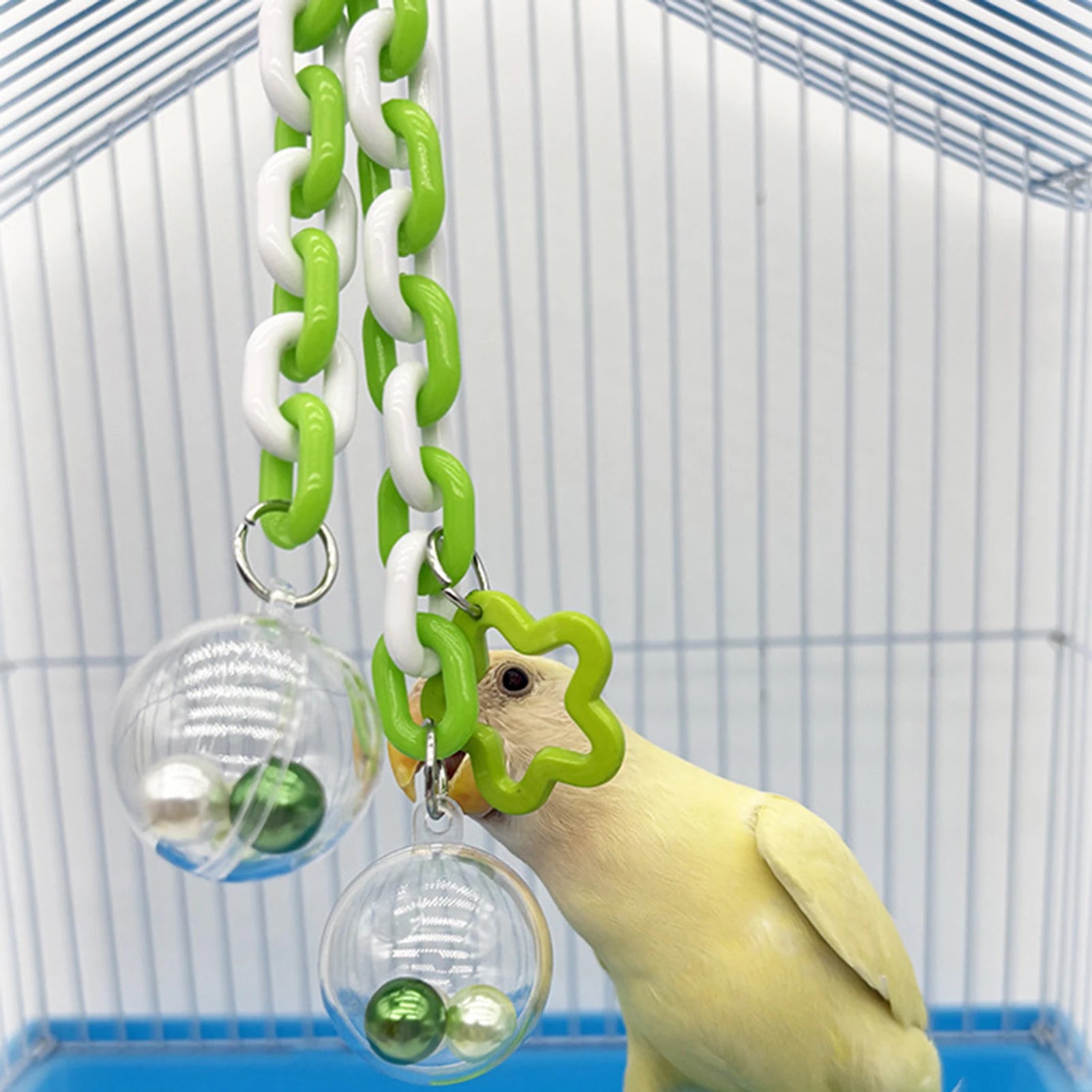 Colorful Bead Hanging Bird Toy — Interactive Climbing & Chewing Accessory