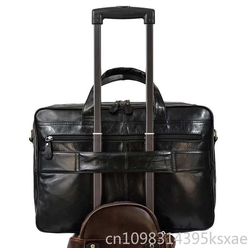 miflame Men's Leather Briefcase — Large Capacity Laptop Messenger Bag