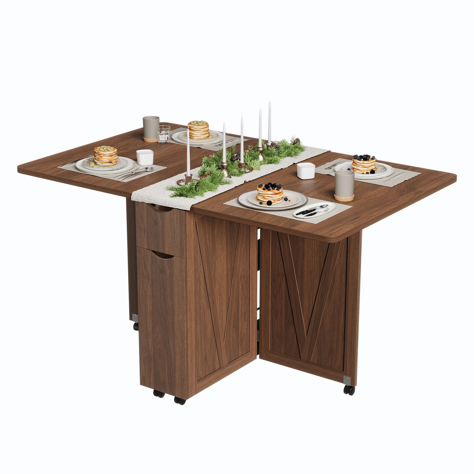 OUTWIND Folding Dining Table — Space-Saving Drop Leaf Design with Storage
