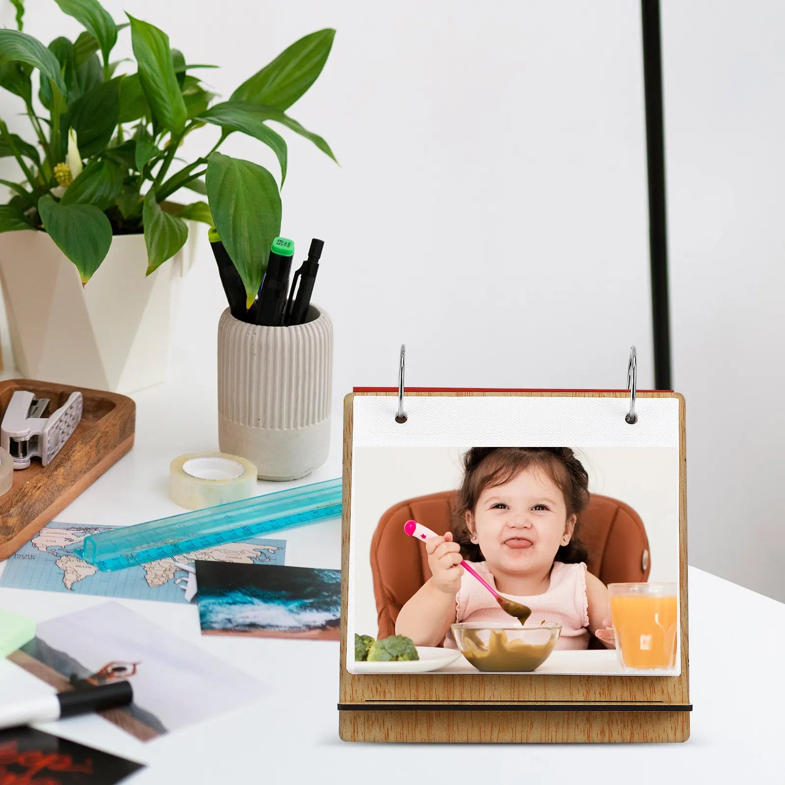NICEXMAS Baby Growth Photo Album — Wooden Memory Organizer for First Year