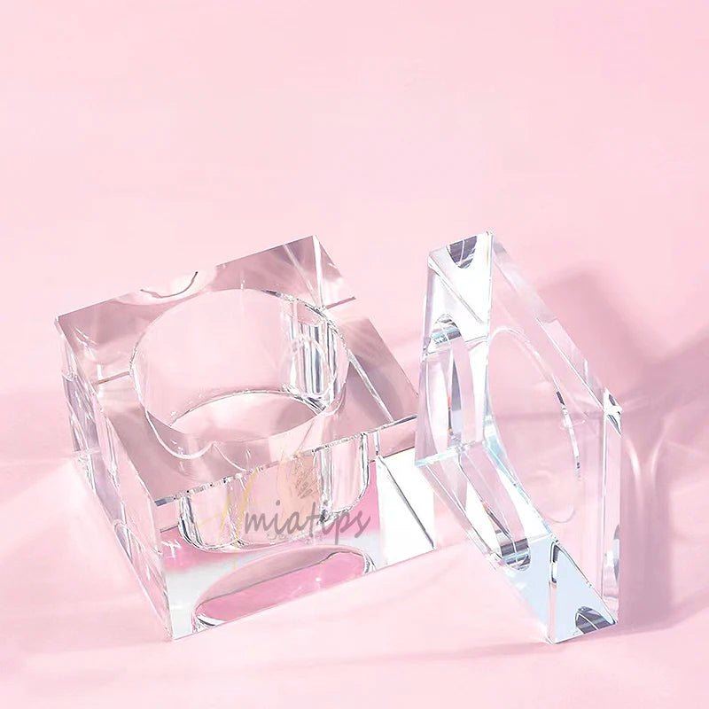 Glass Dappen Dish with Lid — Professional Nail Powder & Liquid Container