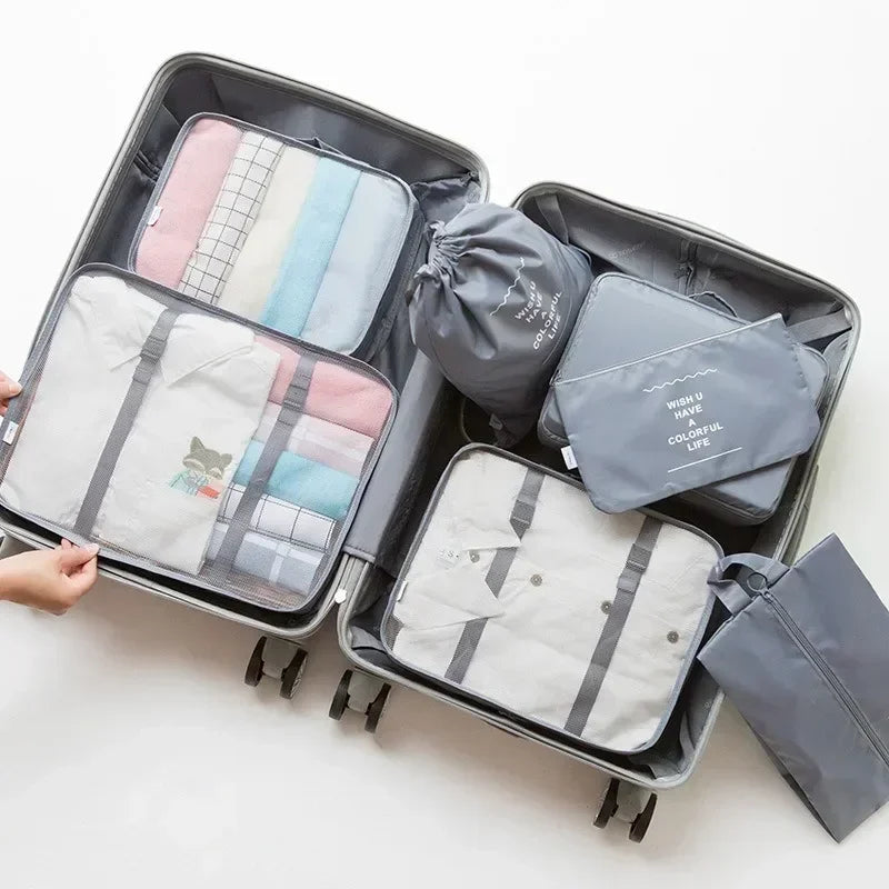 7-Piece Travel Packing Cube Set — Luggage Organizer & Shoe Storage
