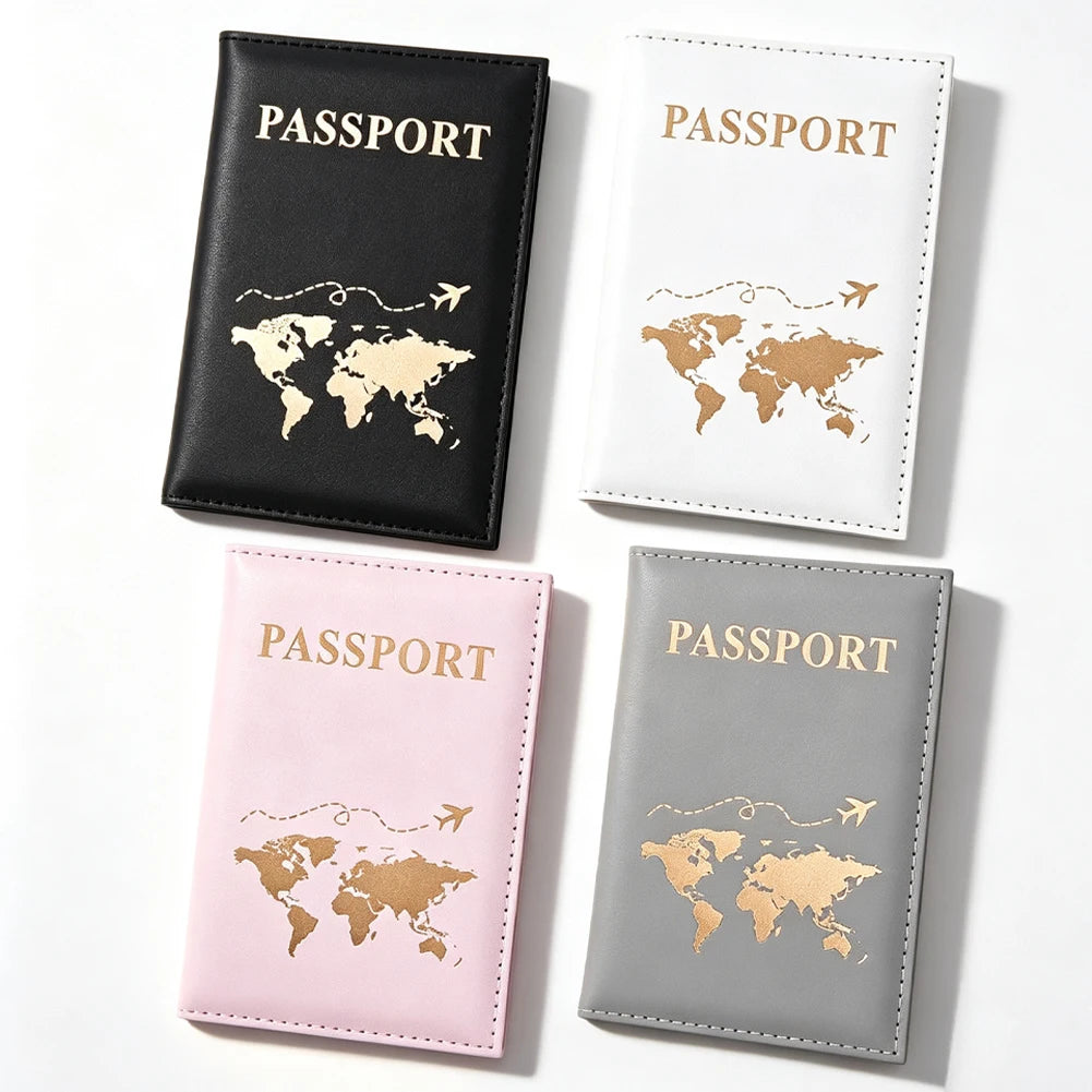 World Map Passport Cover — Protective PU Leather Travel Organizer