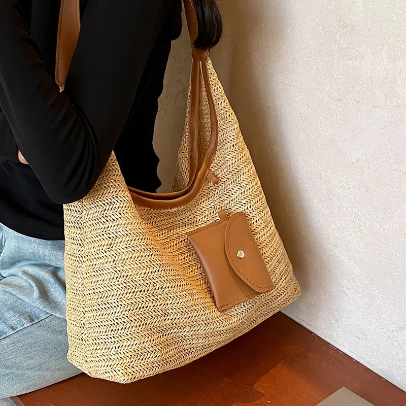 dawndesslo Woven Tote Bag — Large Capacity Bohemian Beach Bag