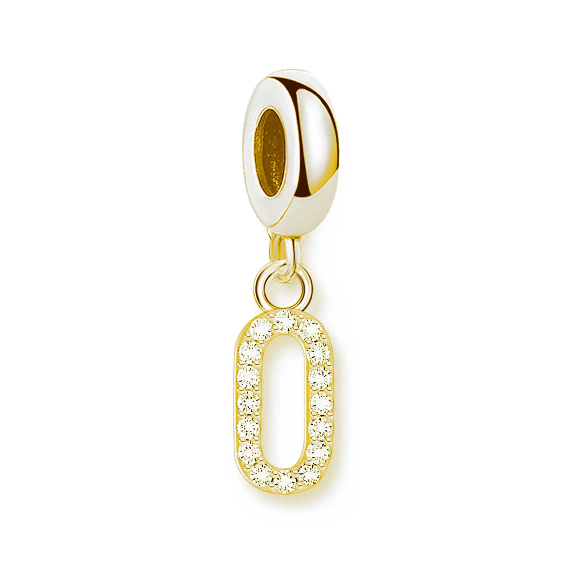 Thaddaeus Gold Plated Number Letter Charm — 925 Sterling Silver Zirconia Pendant