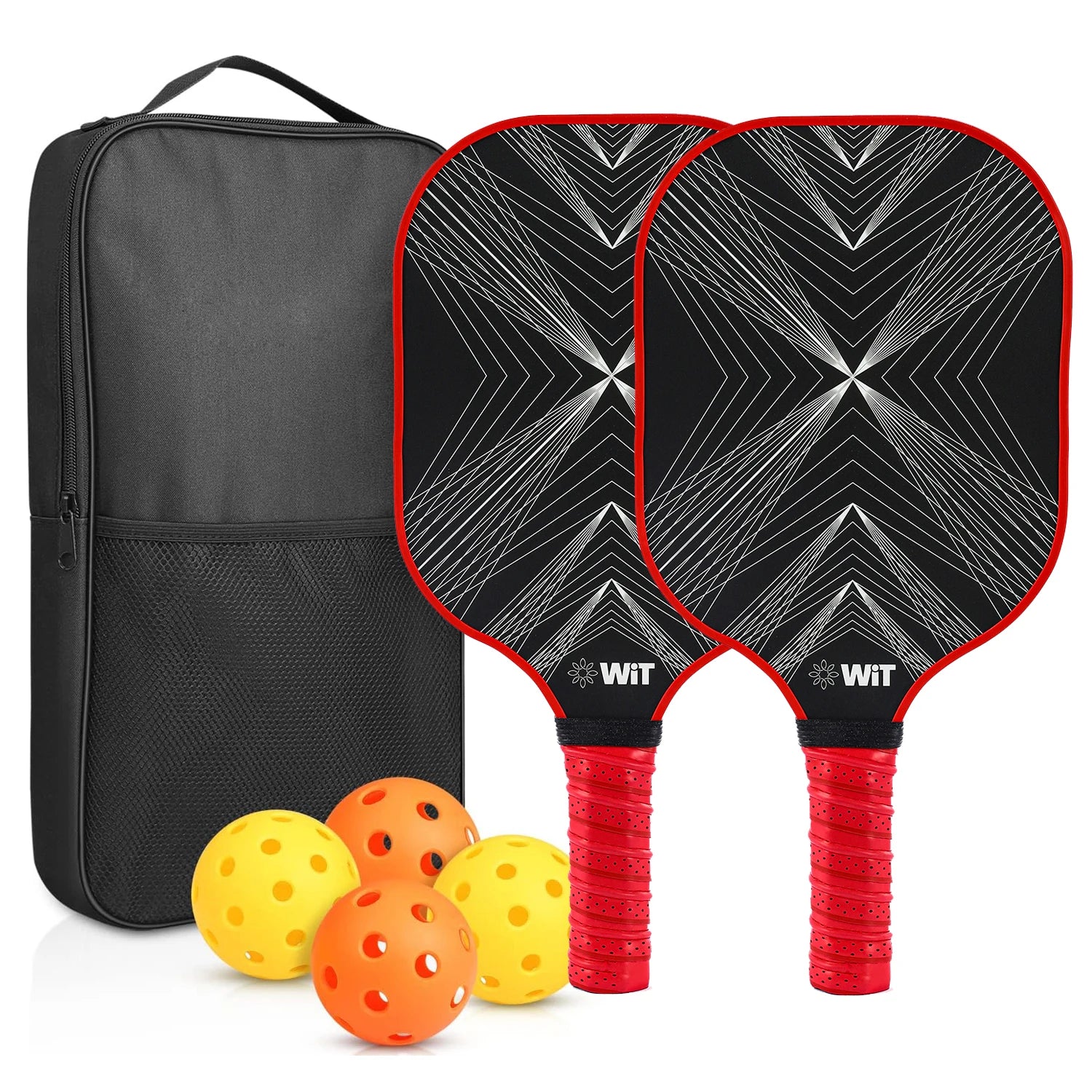 GojoyLiu Pickleball Paddle Set — Durable Fiberglass Rackets with 4 Balls