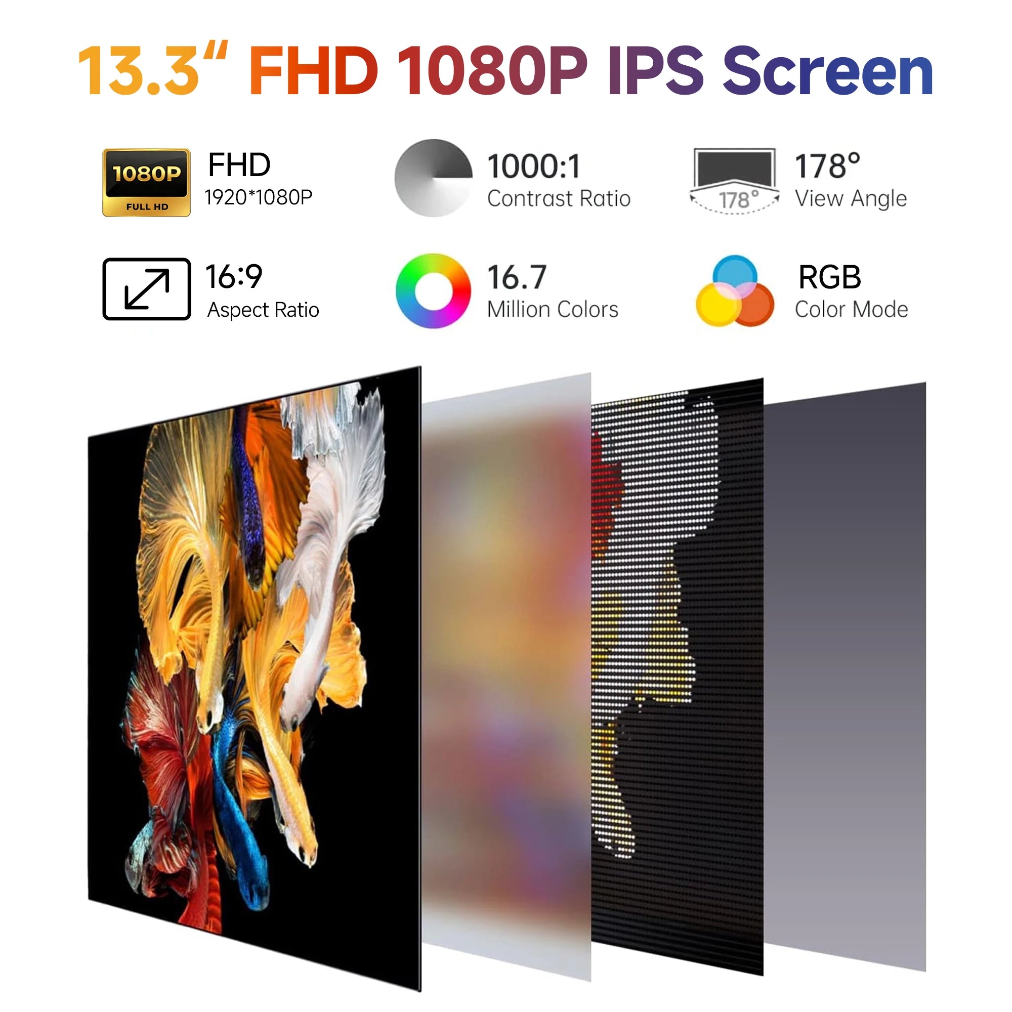 13.3-Inch Portable FHD Monitor — Dual Screen Expansion for Laptops and Tablets