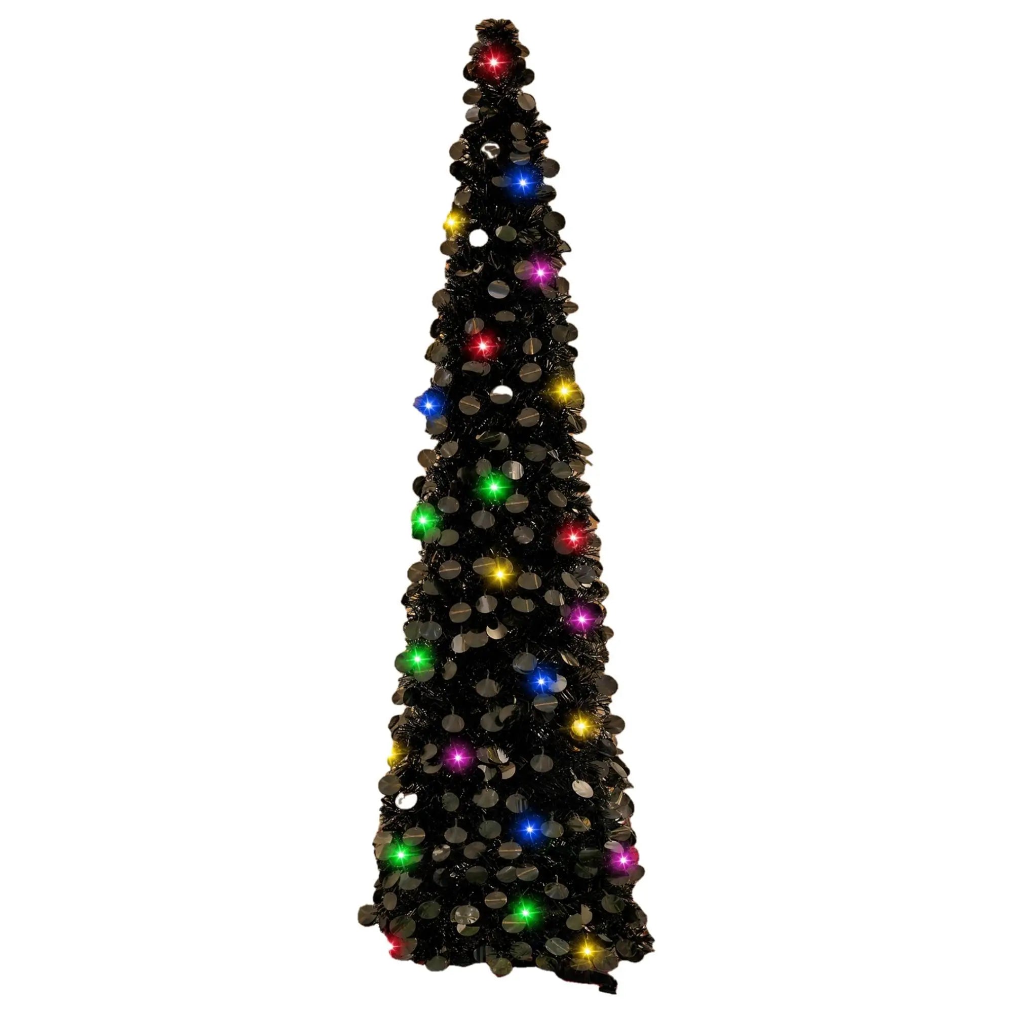 Garvee 5FT Slim Tinsel Christmas Tree — Pre-Lit LED Pencil Tree for Small Spaces