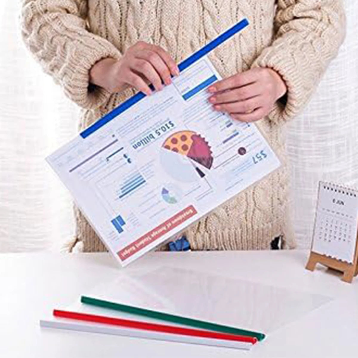 Plastic File Folders with Sliding Bar — Transparent Report Covers, 10 Pack