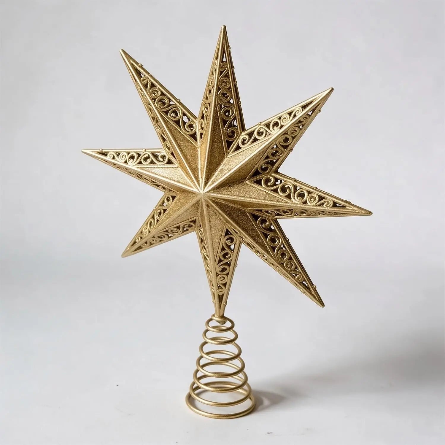 Garvee Golden Star Christmas Tree Topper — Glittering Hollow-Carved Decor