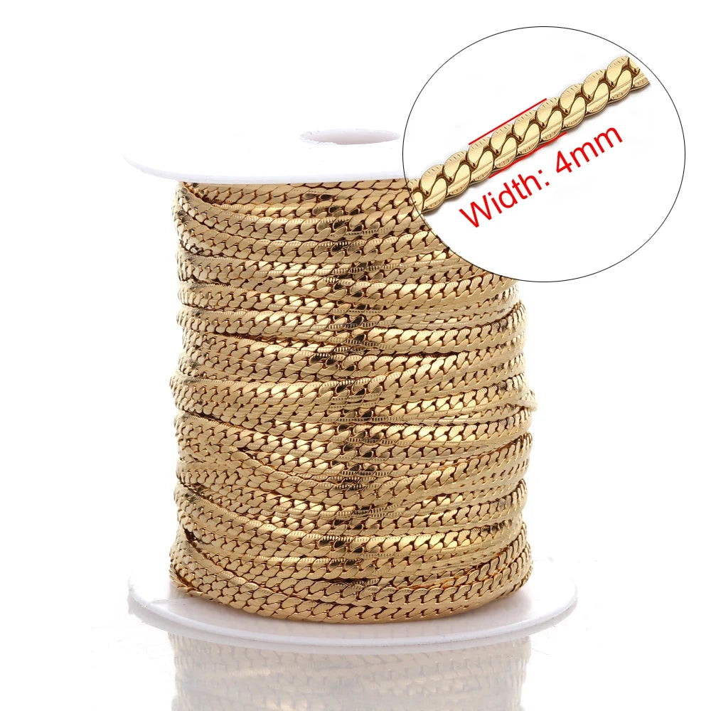 Stainless Steel Jewelry Chain — 1M Gold or Steel Link Chain for DIY Crafts