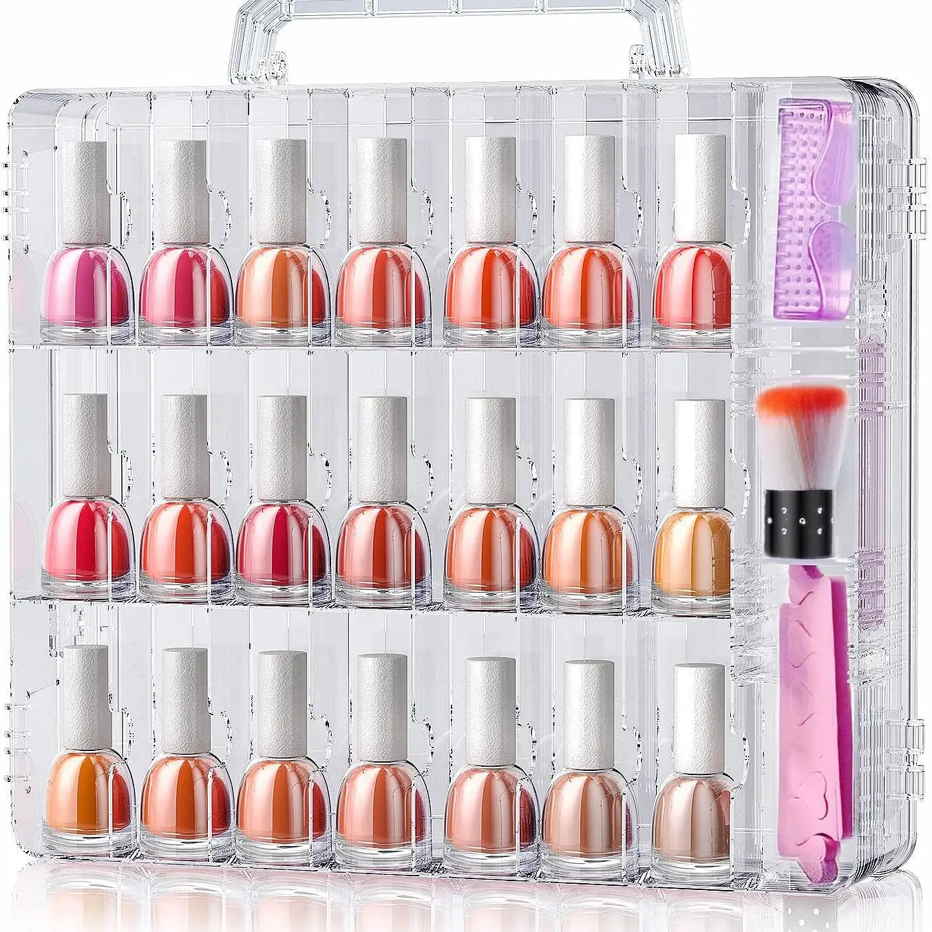 Portable Nail Polish Organizer — Double-Sided Clear Storage Case