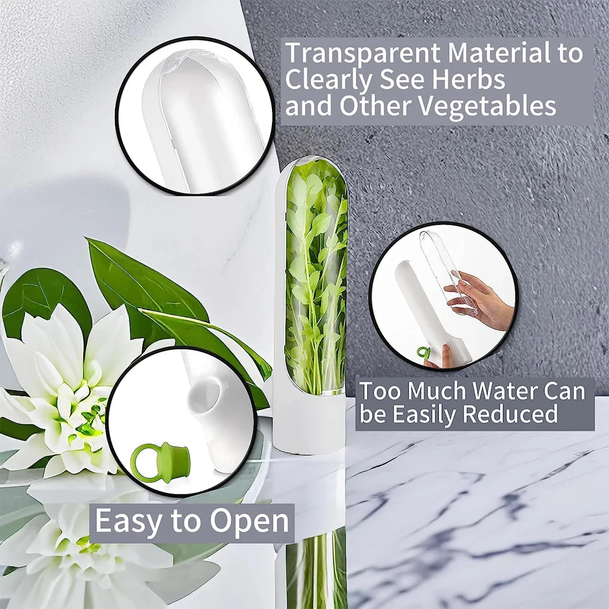 Fresh Herb Storage Container — Airtight Vegetable Preservation Bottle