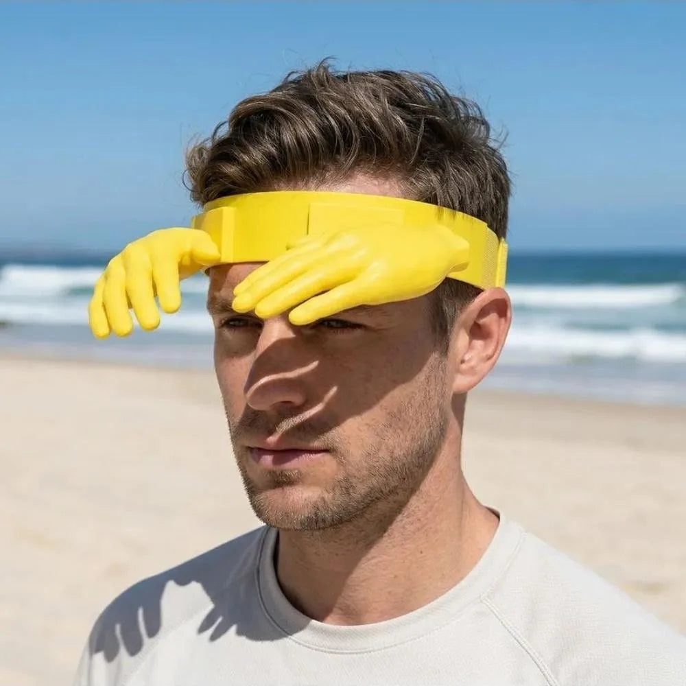 Funny Double-Palm Hand Sun Visor — Quirky Novelty Headband for Summer Parties