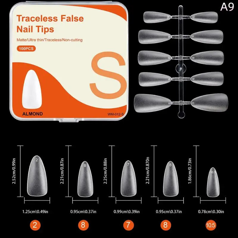 100PCS Clear False Nail Tips — Full Cover Press-On Extensions