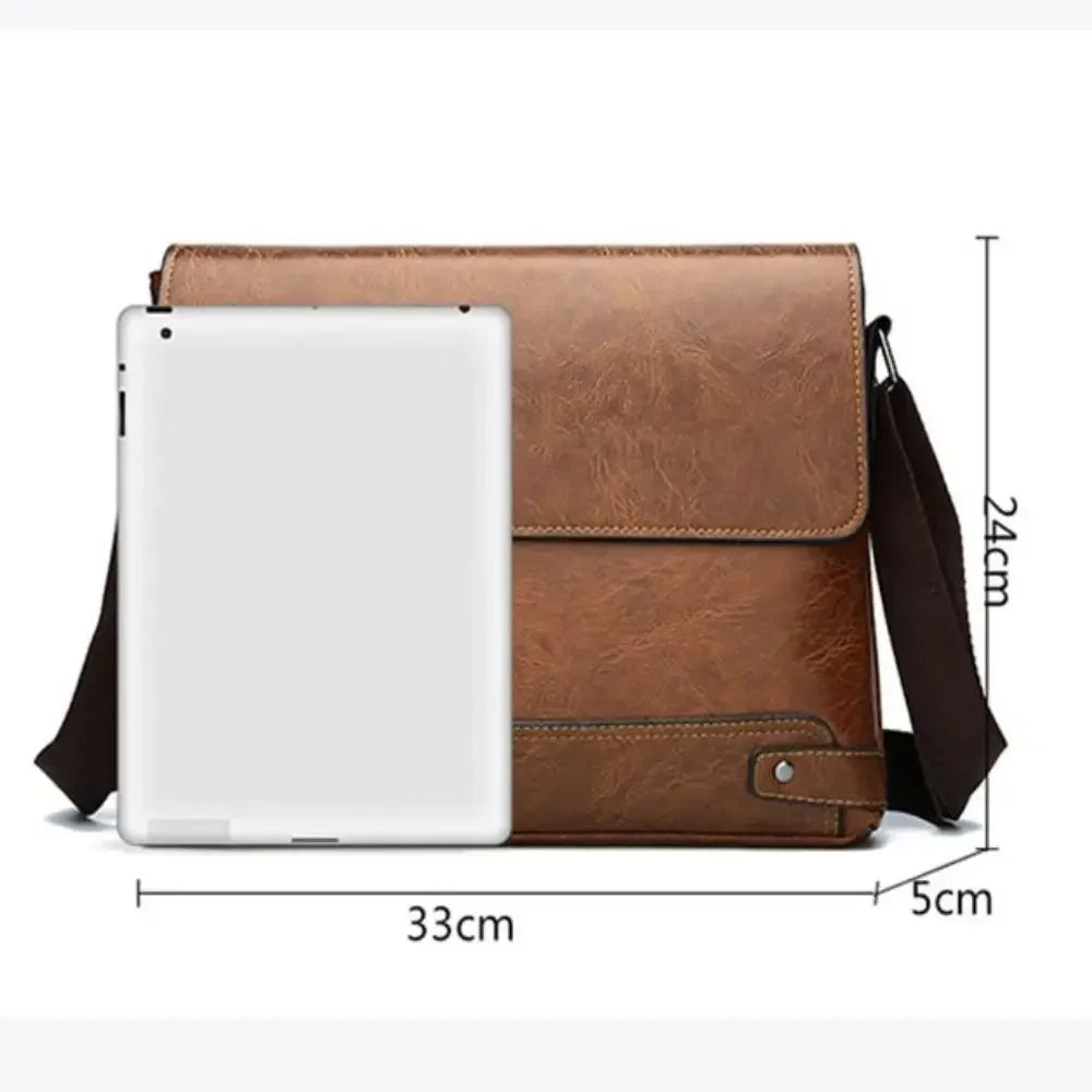 Men's PU Leather Business Briefcase — Professional Laptop Messenger Bag