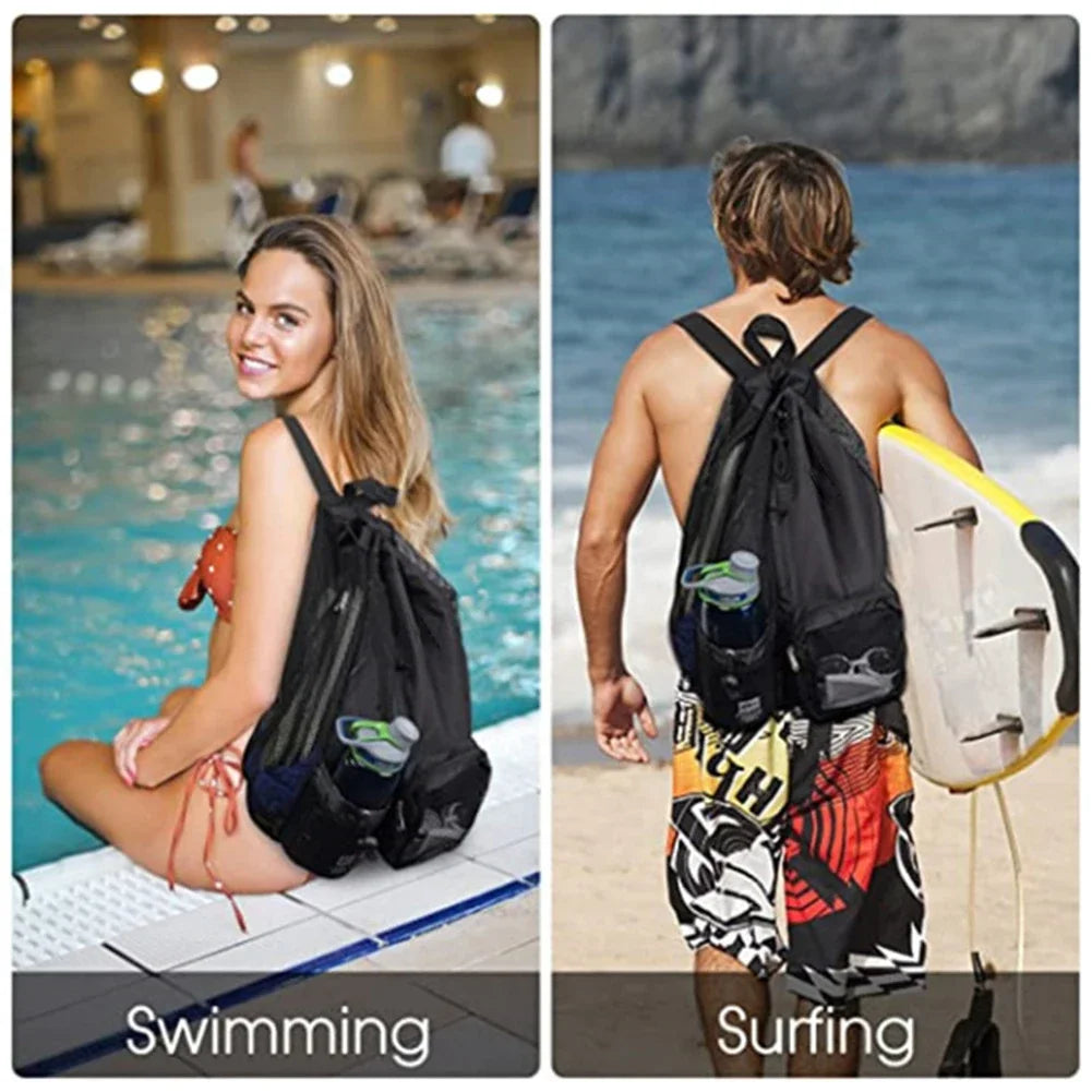 vakind Drawstring Sports Backpack — Lightweight Mesh Beach Bag