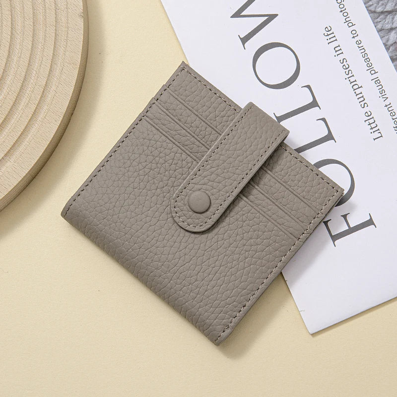 Genuine Leather Women's Mini Wallet — RFID Blocking Slim Two-Fold Purse