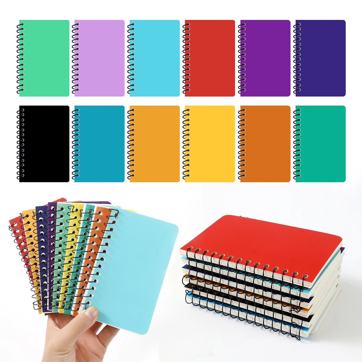 Mini Spiral Notebook Pocket Pads — 12 Pack Lined Memo Note Pads