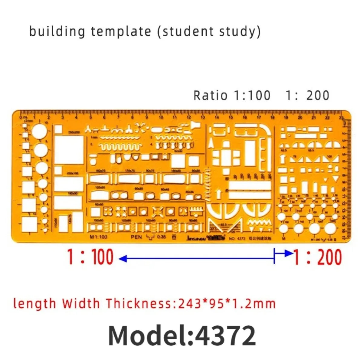 Architectural Drafting Template Set — Round and Oval Shape Rulers