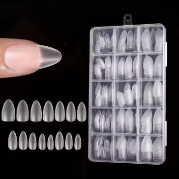 330pcs Short Almond Press-On Nails — Matte Gel Full Cover Tips, DIY Manicure Set