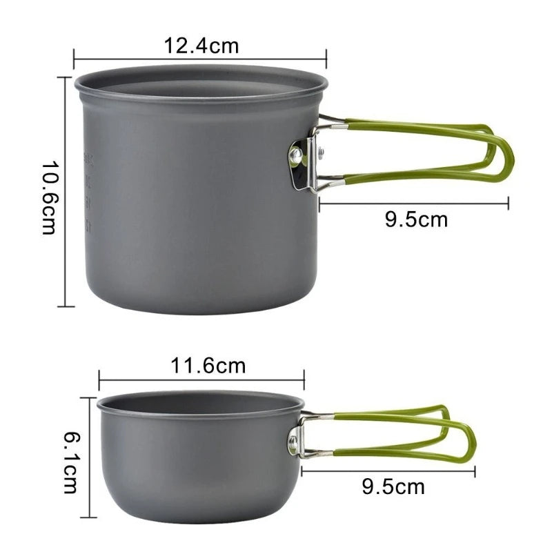 OEING Portable Camping Cookware Set — Lightweight Aluminum Cooking Kit