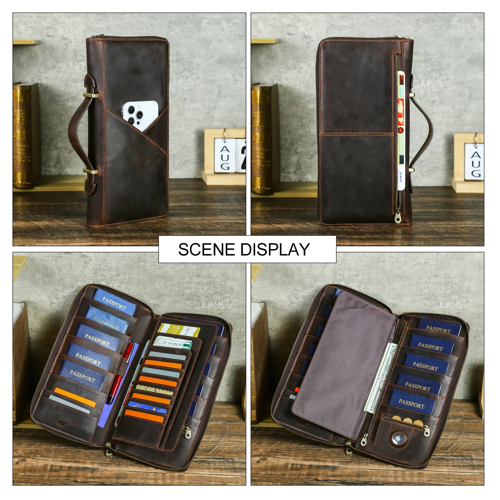 H-iram Family Travel Passport Holder — RFID Blocking Document Organizer