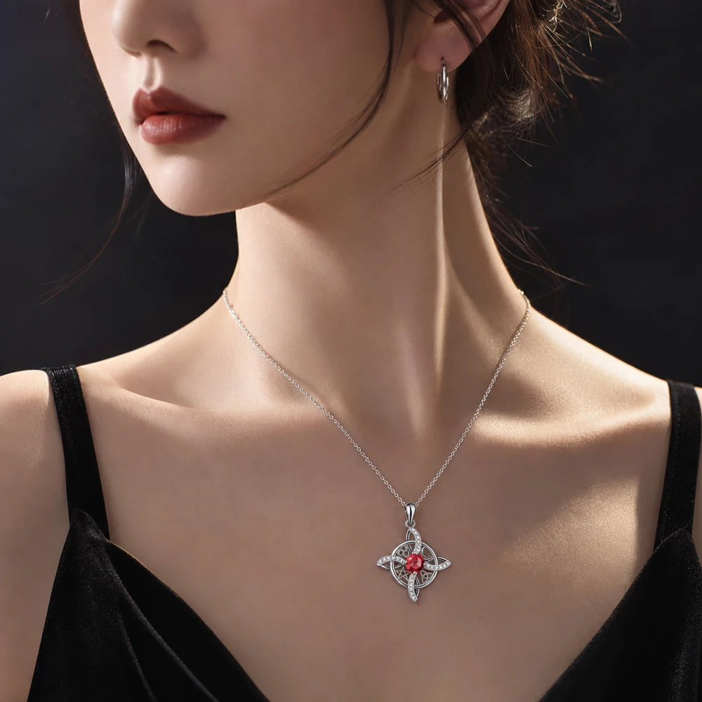 YILUOCD Mystical Birthstone Witches Knot Necklace — Vintage Crystal Pendant