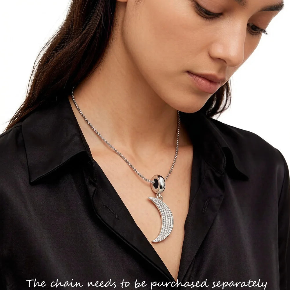 Thaddaeus Moon Zircon Pendant — 925 Sterling Silver Romantic Charm