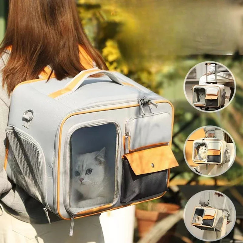Multi-Functional Pet Carrier Trolley — Portable Backpack and Luggage Bag