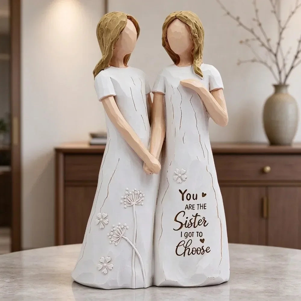 Friendship Angel Resin Figurine — Sisterhood Decor for Home or Office
