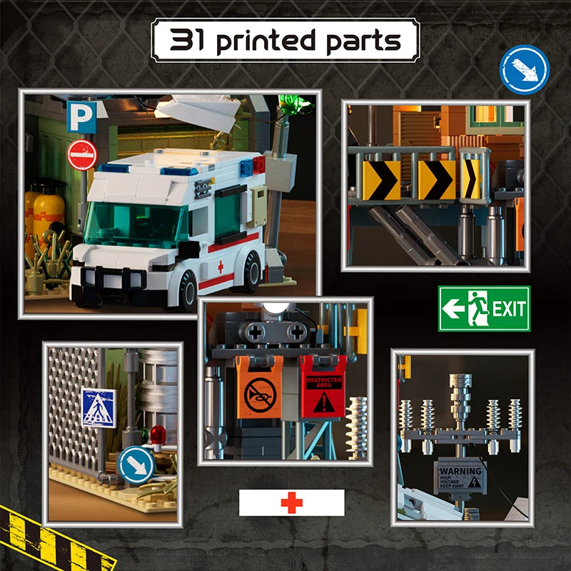Wrecked Plane Pharmacy Building Blocks Set — 2076PCS DIY City Street Model