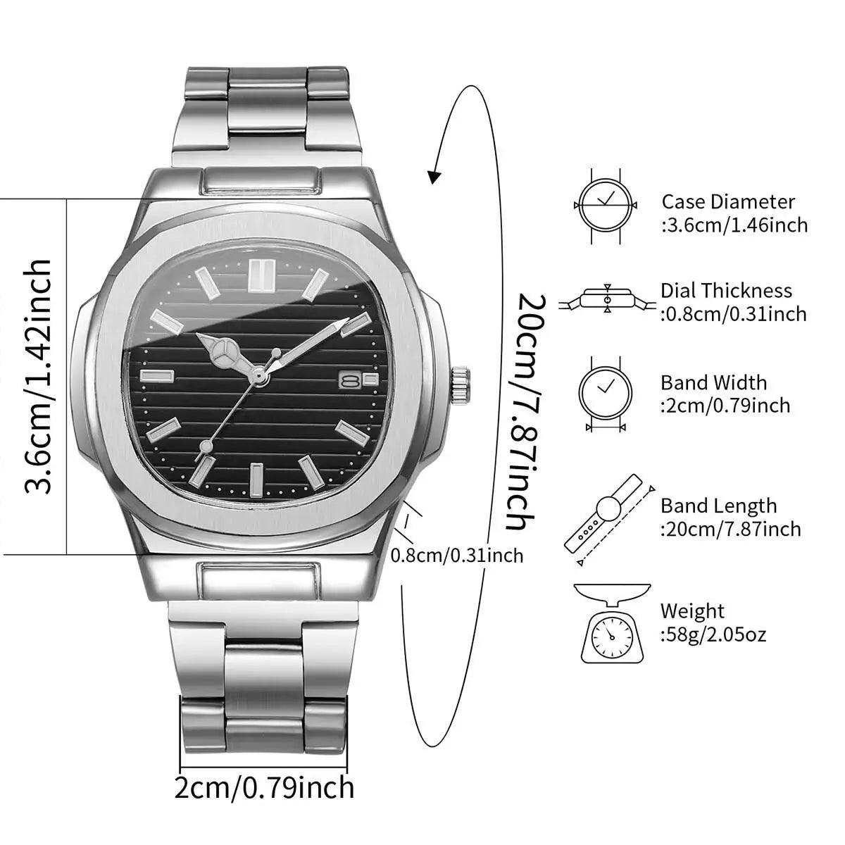 yolako Men's Business Watch — Square Dial Quartz Wristwatch with Calendar