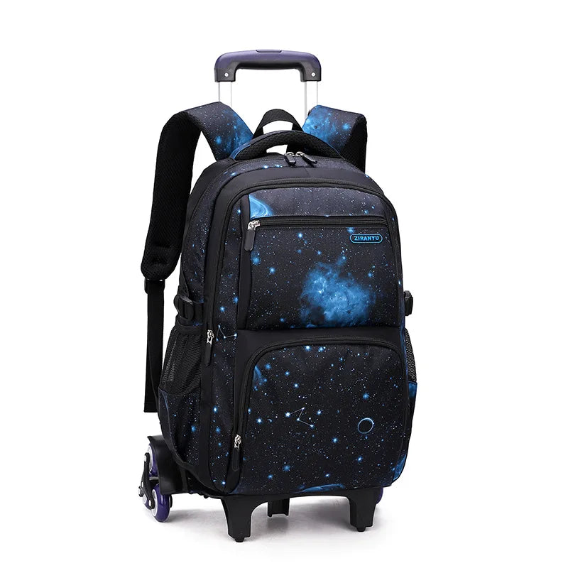 Rolling School Backpack with Lunch Box — Wheeled Trolley Bag for Students