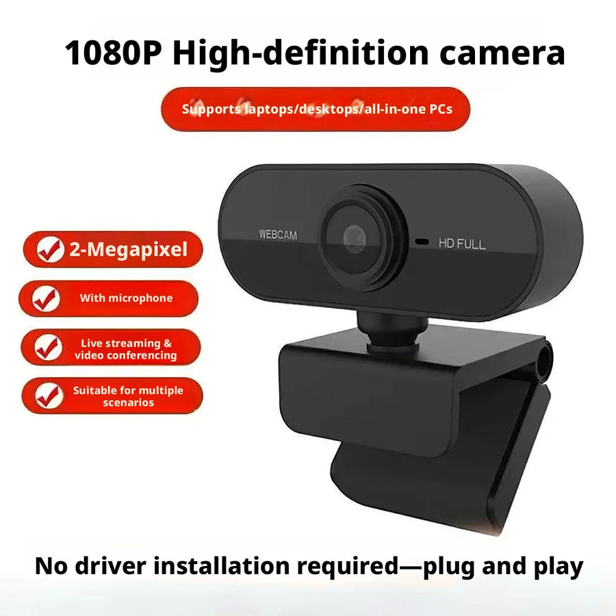High Definition USB Webcam — Built-in Microphone for Video Calls