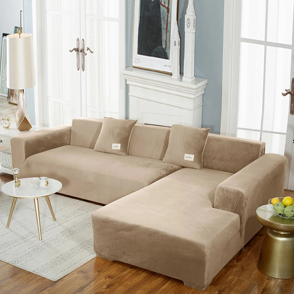 airldianer Velvet Sofa Cover — Luxury Elastic Slipcover for L-Shaped & Sectional Sofas