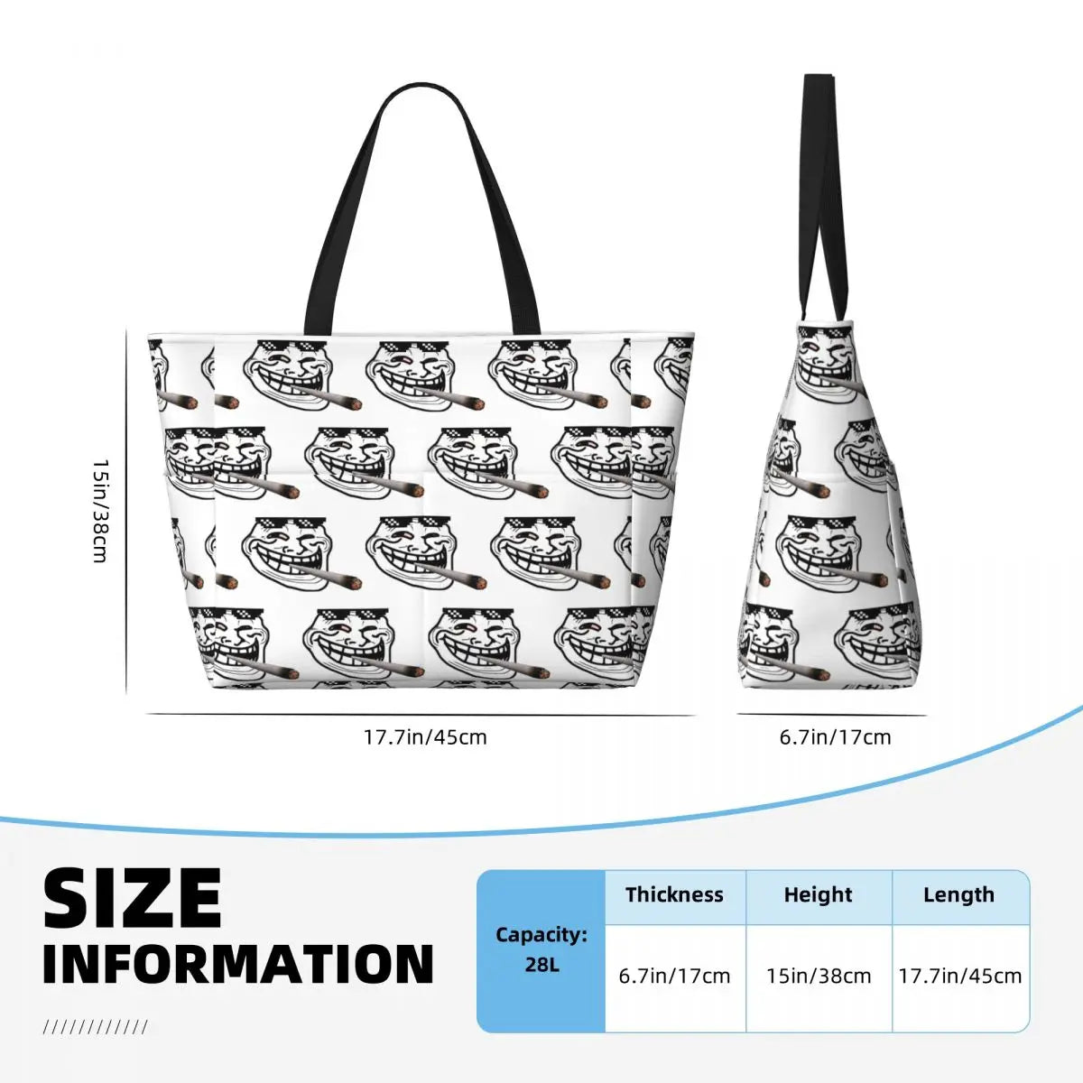 Funny Meme Graphic Tote Bag — Large Multi-Purpose Travel & Gym Bag