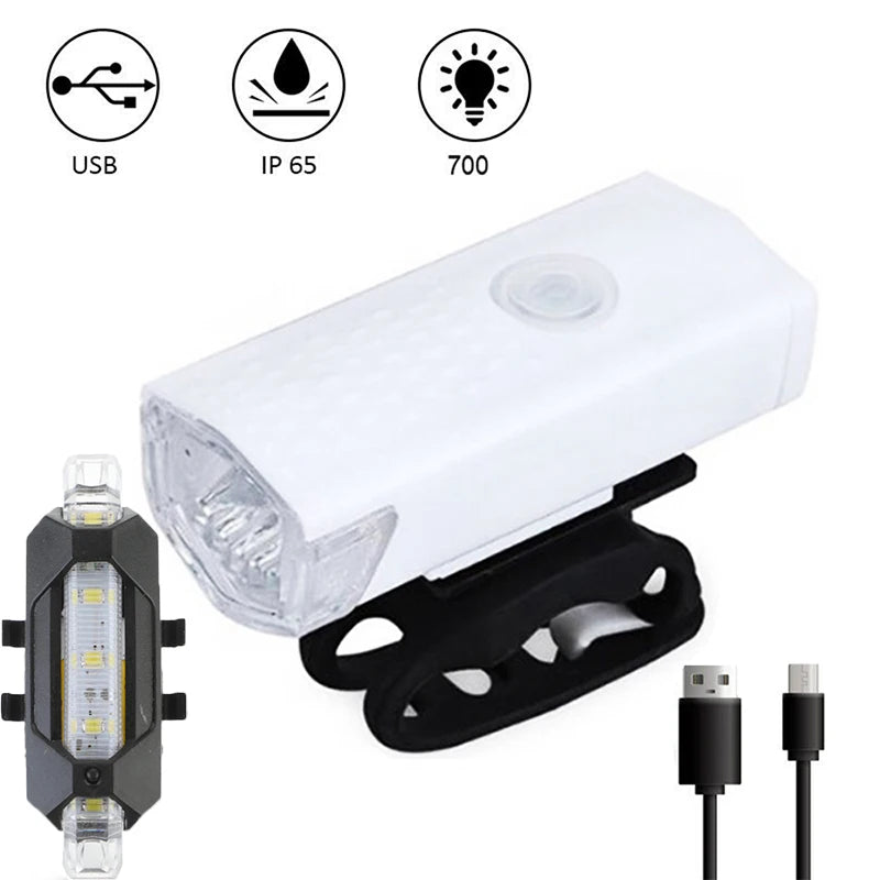 Rechargeable Bicycle Light Set — Front Headlight and Rear Taillight Kit