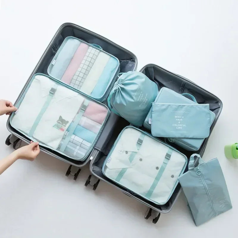 YIYUEQIANLI 7-Piece Travel Organizer Set — Luggage Packing Cubes & Shoe Bags